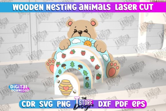 Bear Nesting Toy CNC: Laser Cut Ornaments & Branding