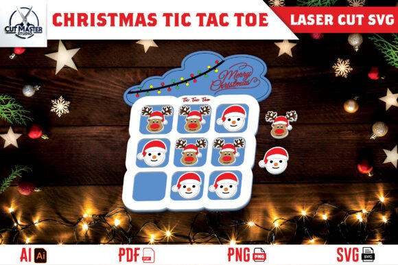 Christmas Tic Tac Toe Laser Cutting: Winter Amp Game