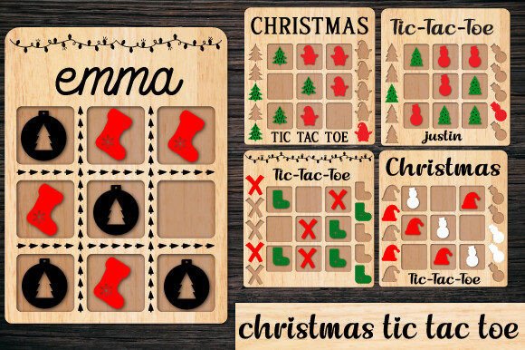 Christmas Tic Toc Toe Game Laser Cutting Winter Amp