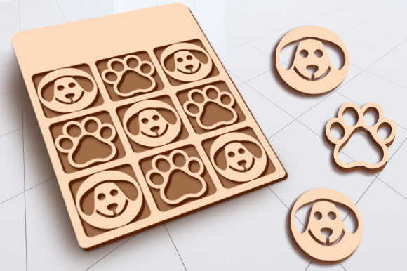 Dog Tic Tac Toe Game Laser Cutting Ornament