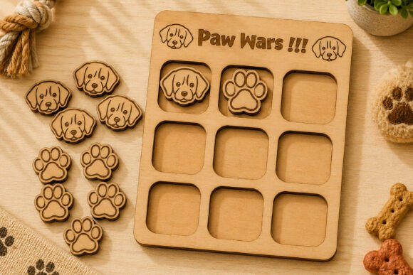 Dog Tic Tac Toe Laser Cut SVG for Toys Amp Laser Cutting