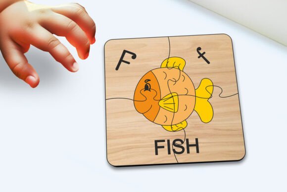 Fish Kid Puzzle SVG: Laser Cutting Cards for Branding