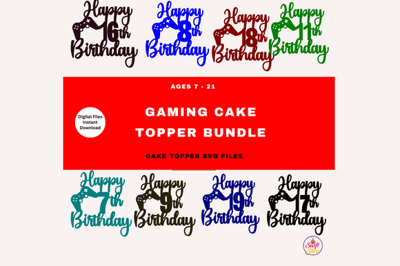 Happy Birthday Game Controller Bundle: Laser Cutting Cake Toppers