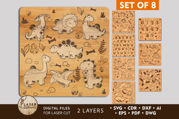 Kid Puzzle Set: 8 Laser Cutting Puzzles for Crafters
