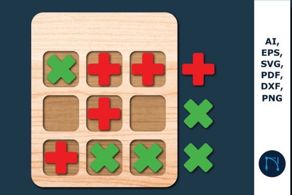 Laser Cut Shape Tic Tac Toe Game SVG for Laser Cutting Home Decor