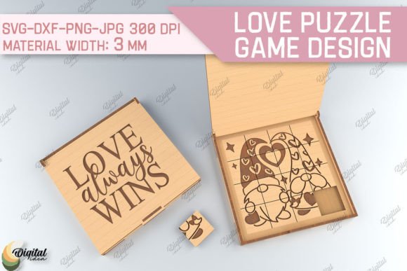 Love Puzzle Game SVG Gnome for Valentine's Day Laser Cutting