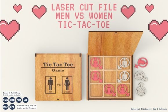 MEN vs WOMEN Tic Tac Toe: Laser Cutting Boxes Design