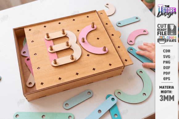 Montessori Alphabet Peg Board Laser Cutting Toys Amp