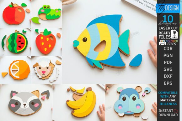 Montessori Kids Puzzle Laser Cutting Bundle