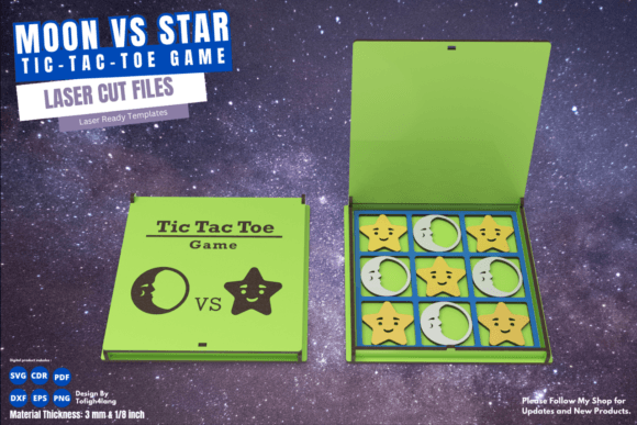 Moon Star Tic Tac Toe Game Laser Cutting Review for Branding