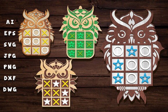 Owl Laser Cut Tic Tac Toe Game Board Set for Other Toys Amp
