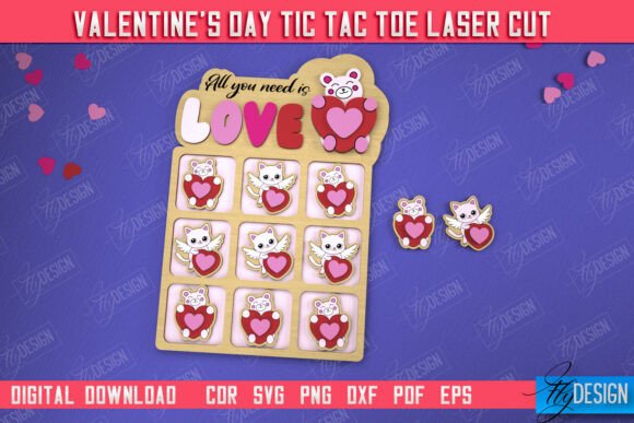 Valentine's Day Tic Tac Toe Laser Cutting Game