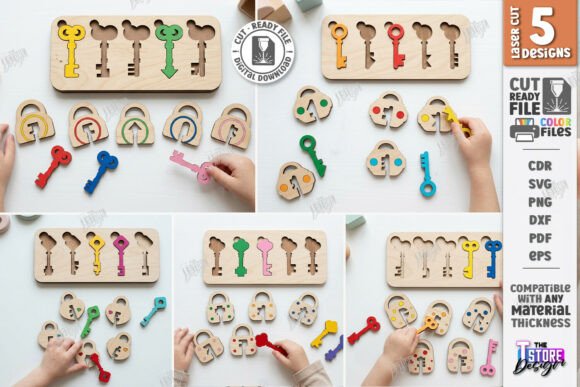 Wooden Key & Lock Puzzle Laser Cutting Toys Amp