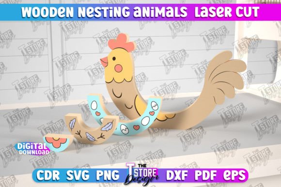 Wooden Nesting Chicken Baby Game CNC: Laser Cutting Ornaments