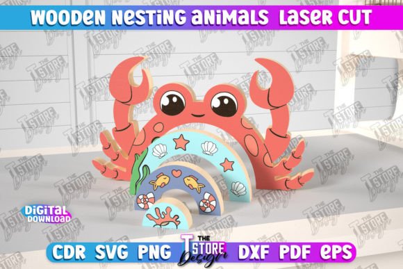 Wooden Nesting Crab Baby Game CNC: Laser Cut Ornaments