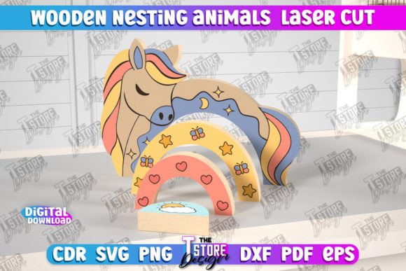 Wooden Nesting Horse Baby Game CNC Laser Cutting